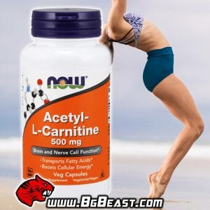 NOW Acetyl-L-Carnitine 500 мг 50 капсули | BgBeast.com