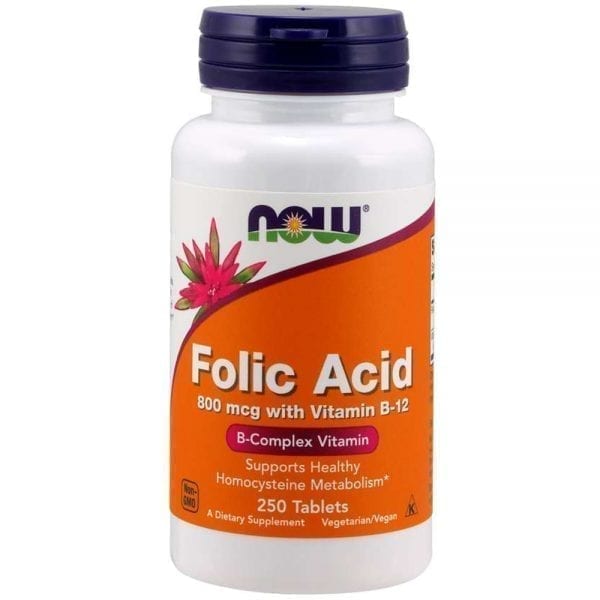 NOW Folic Acid 800 мкг and Vitamin B-12 25 мкг 250 таблетки