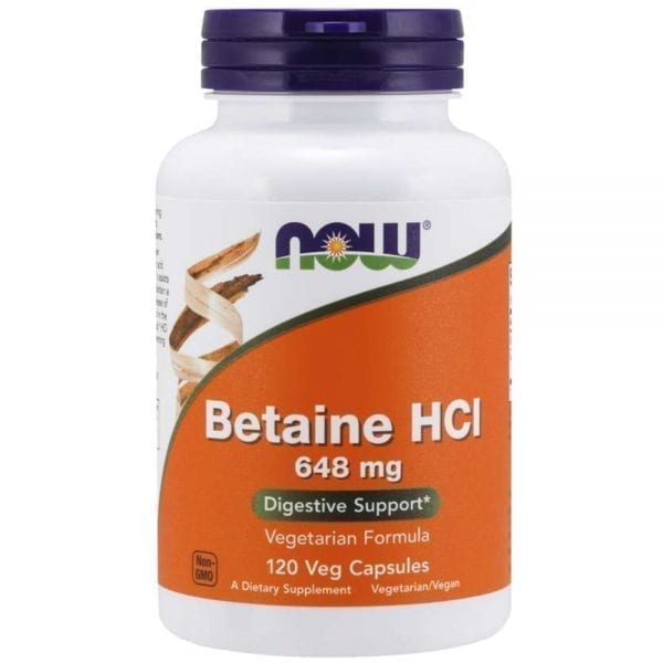 NOW Betaine HCL 120 капсули