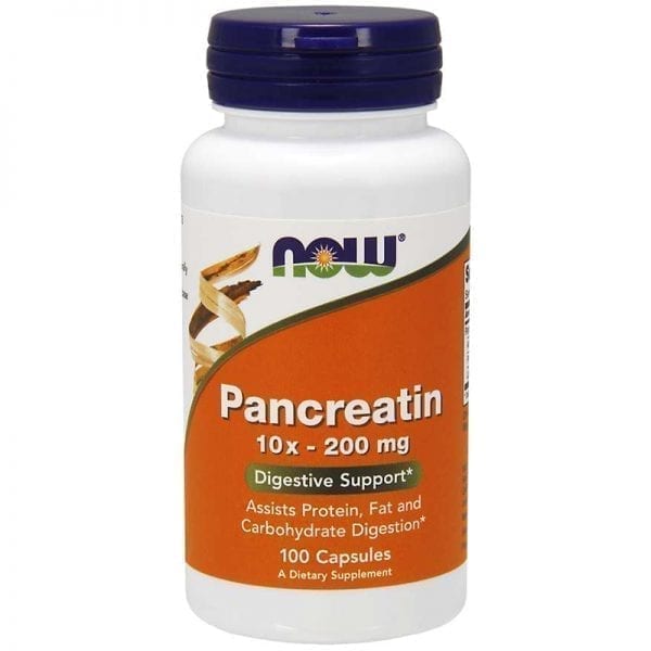 NOW Pancreatin 10x 200 мг 100 капсули
