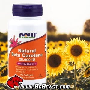 NOW Natural Beta Carotene 25000IU 90 дражета | BgBeast.com