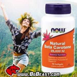 NOW Natural Beta Carotene 25000IU 90 дражета | BgBeast.com