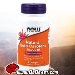 NOW Natural Beta Carotene 25000IU 90 дражета | BgBeast.com