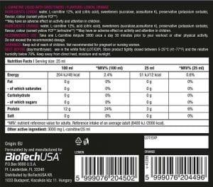 Biotech L-Carnitine 3000 мг 20 x 25 мл | BgBeast.com