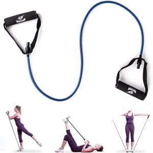 Фитнес ластик с ръкохватки и анкер за врата Armageddon Sports, 10кг, син | BgBeast.com