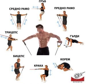 Фитнес ластик с ръкохватки и анкер за врата Armageddon Sports, 10кг, син | BgBeast.com